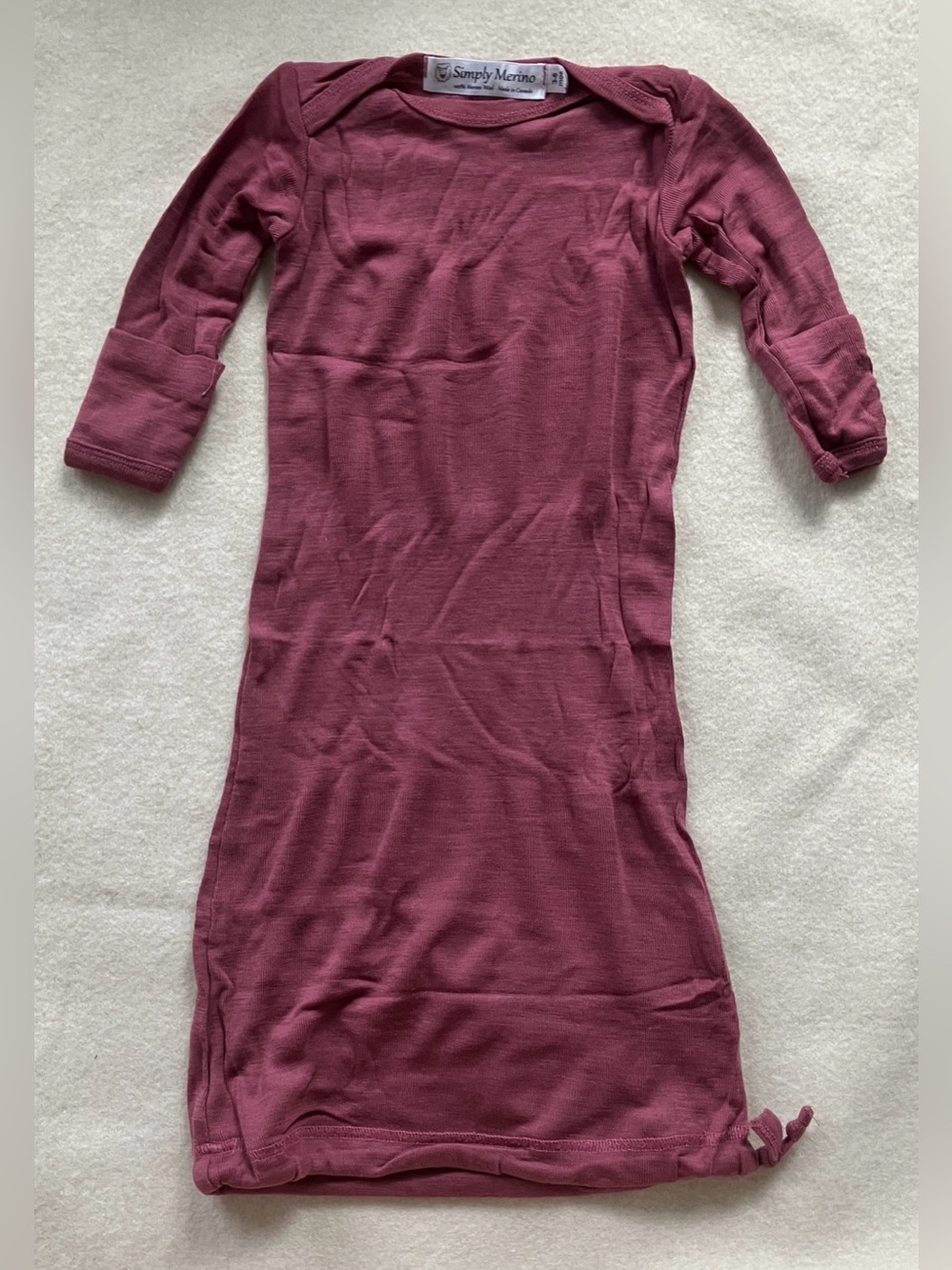 Simply Merino 100% Merino Wool Baby Sleep Gown – Size 3–6 Months Made in Canada